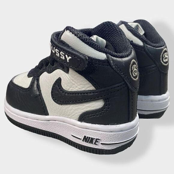 Nike x Stussy Air Force 1 Mid TD Black / White Toddler size 4C DN4160-002 New - Picture 9 of 12